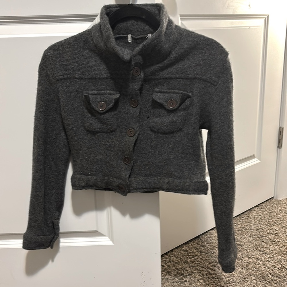 Grey Wool Crop Sweater